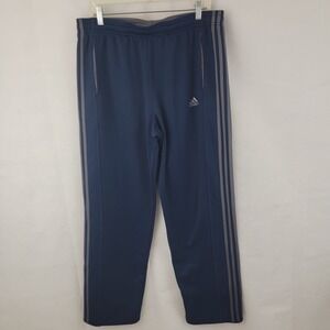 ADIDAS Mens Sweatpants Sz XL Climawarm BLUE Gray Striped Straight Casual Fleece